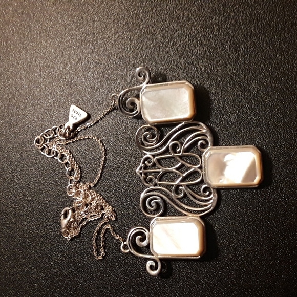 Genuine Barse Handmade Mother of Pearl .925 Sterling Silver Necklace, 21" - Picture 4 of 7